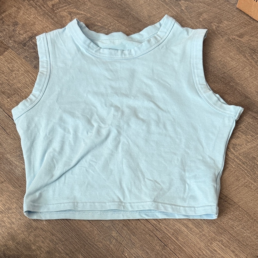 Light Blue Sleeveless Crop Top